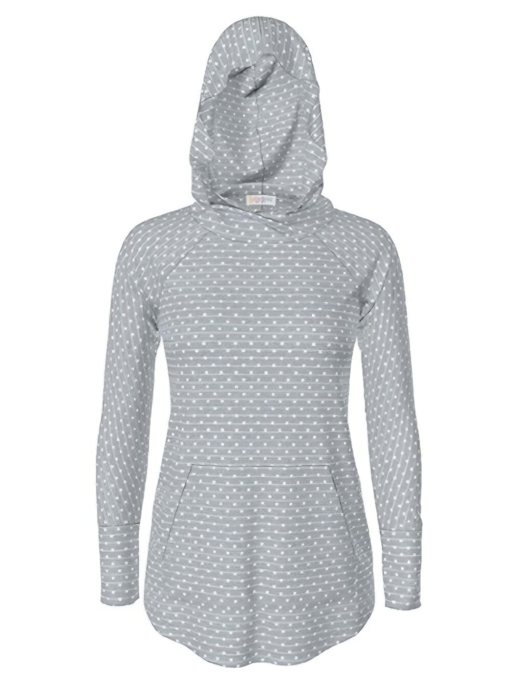 LuLaRoe Amber Gray and White Striped Hooded Top